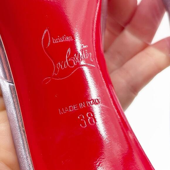 Christian Louboutin Aqua Strass 80 PVC Pink Crystal Bow Pointed Toe Mules EU 38 - Picture 10 of 10